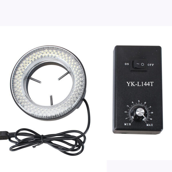 YK-L144T LED microscope light source with adjustable brightness and control unit, designed for enhanced illumination in microscopy.